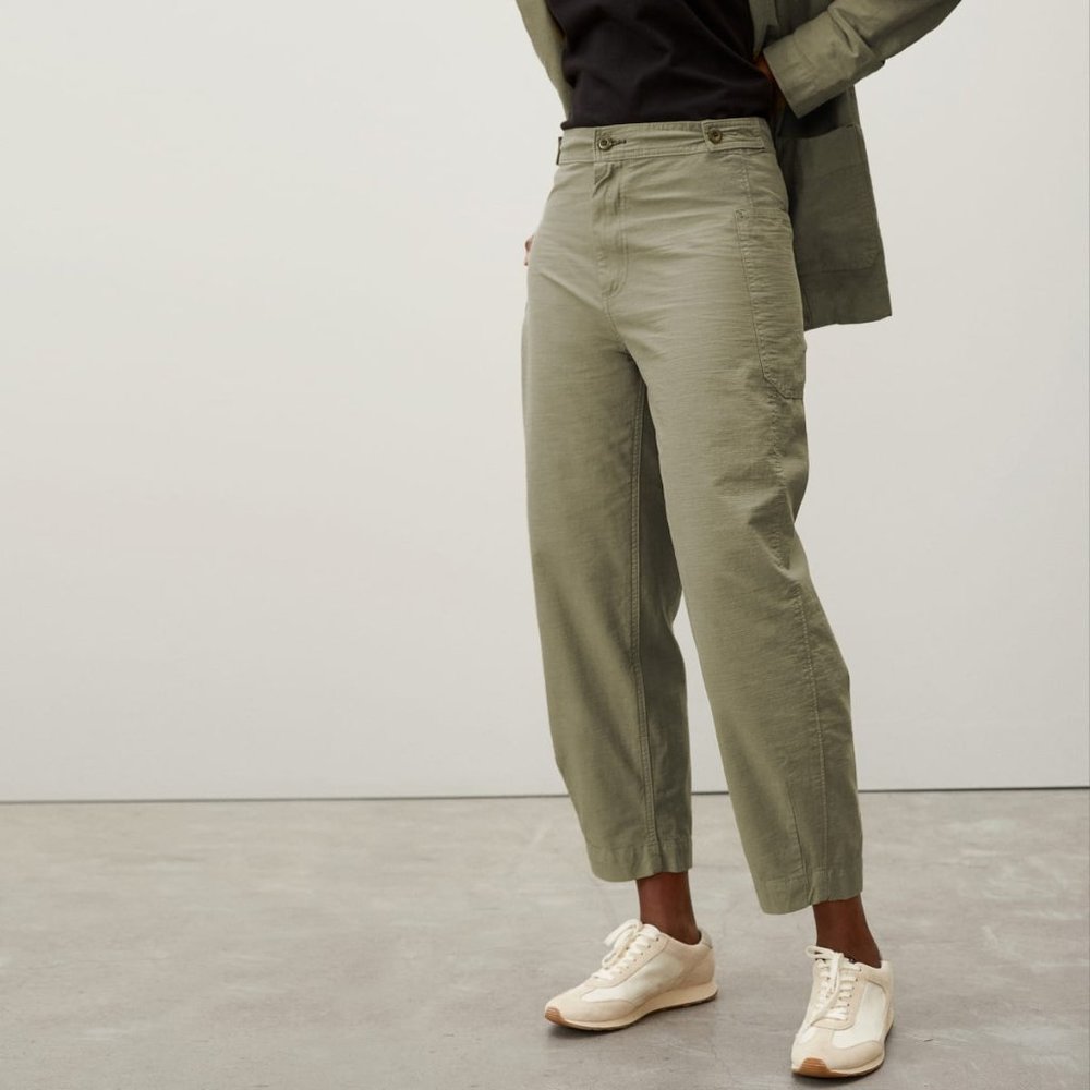 Everlane Fatigue Barrel Pant Bay Leaf Military Utility Pant Trousers Olive Green